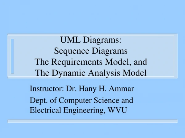 UML Diagrams: Sequence Diagrams The Requirements Model, and The Dynamic Analysis Model