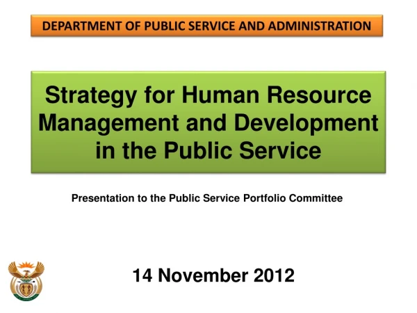 Strategy for Human Resource Management and Development  in the Public Service