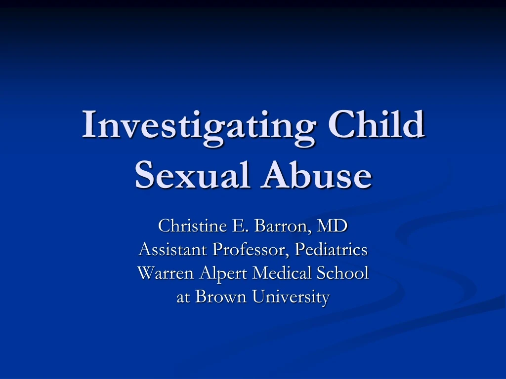 investigating child sexual abuse