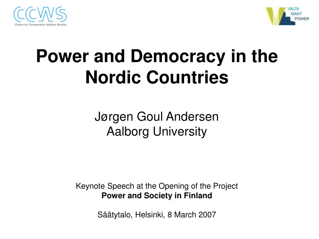 power and democracy in the nordic countries