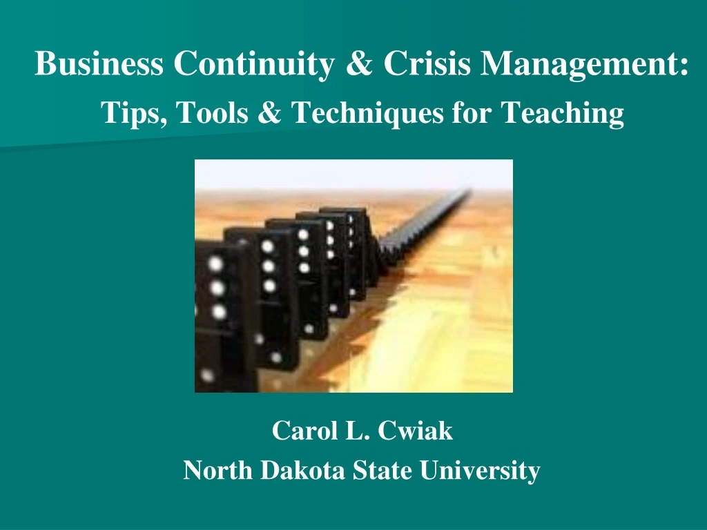 business continuity crisis management tips tools techniques for teaching