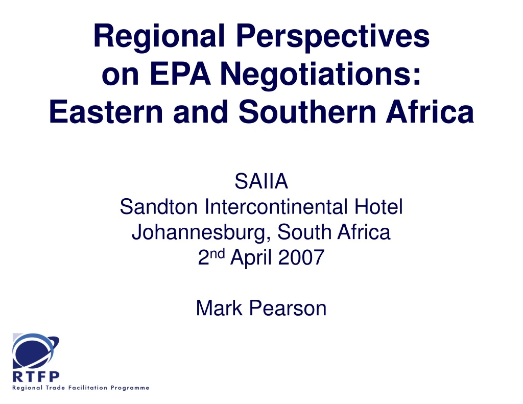 regional perspectives on epa negotiations eastern