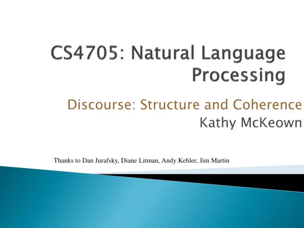 CS4705: Natural Language Processing