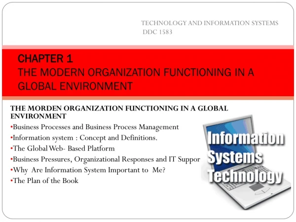 CHAPTER 1 THE MODERN ORGANIZATION FUNCTIONING IN A GLOBAL ENVIRONMENT