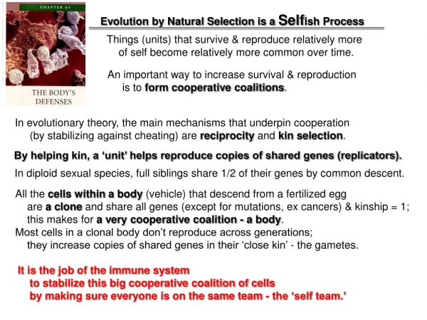 Evolution by Natural Selection is a  Self ish Process