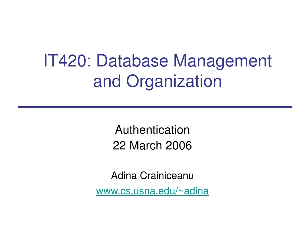 it420 database management and organization