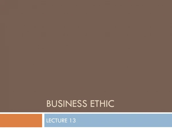 BUSINESS ETHIC