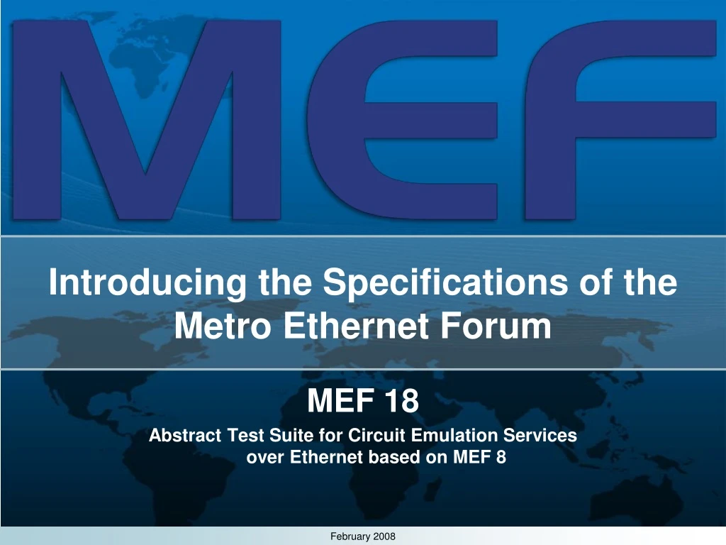 introducing the specifications of the metro ethernet forum