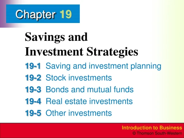 Savings and  Investment Strategies