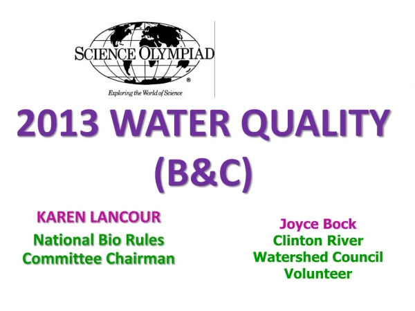 2013 WATER QUALITY  (B&amp;C)