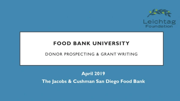 Food Bank University Donor Prospecting &amp; Grant Writing