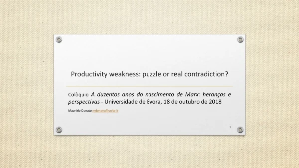 Productivity weakness: puzzle or real contradiction?