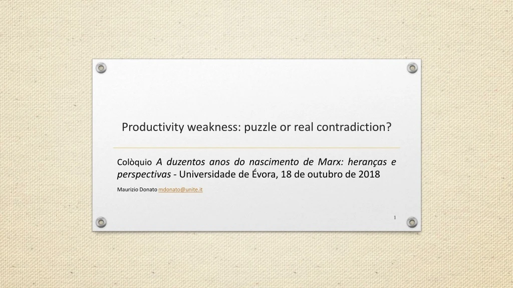 productivity weakness puzzle or real contradiction