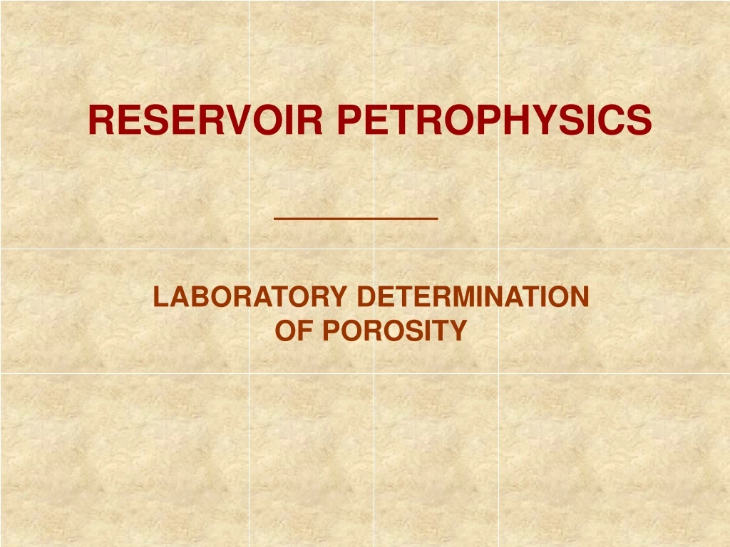 reservoir petrophysics