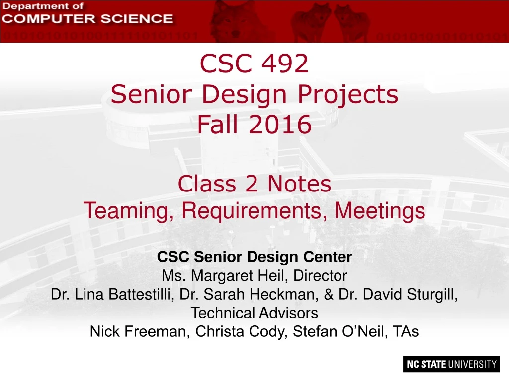 csc 492 senior design projects fall 2016 class