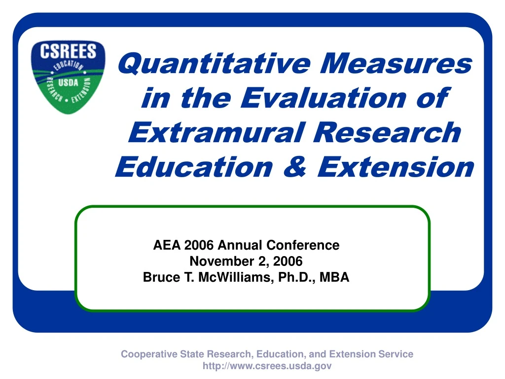 quantitative measures in the evaluation of extramural research education extension