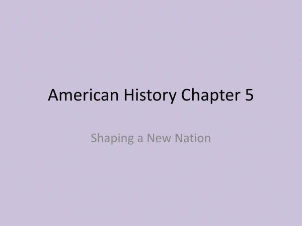 American History Chapter 5