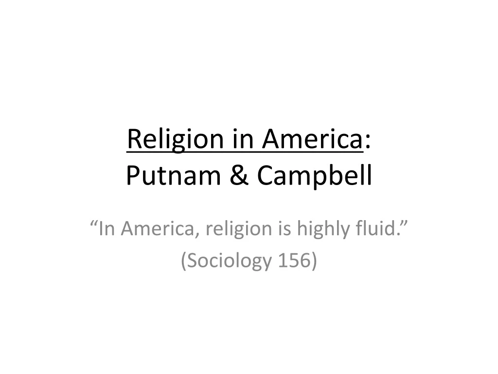 religion in america putnam campbell