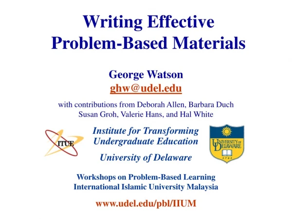 Writing Effective  Problem-Based Materials