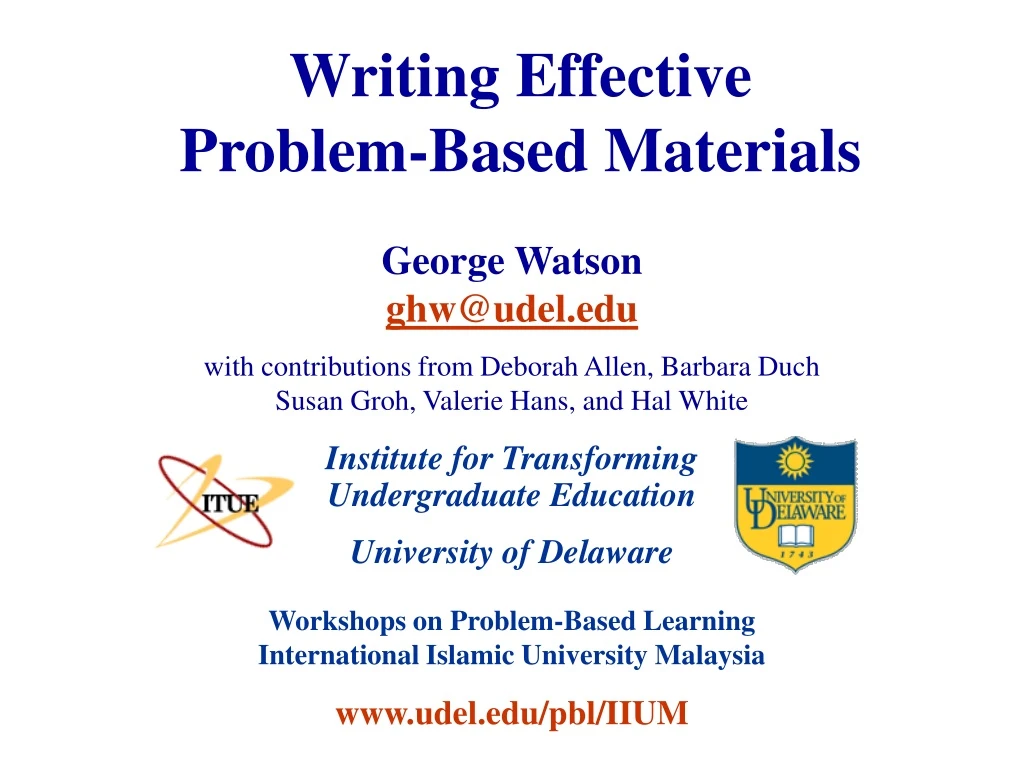 writing effective problem based materials