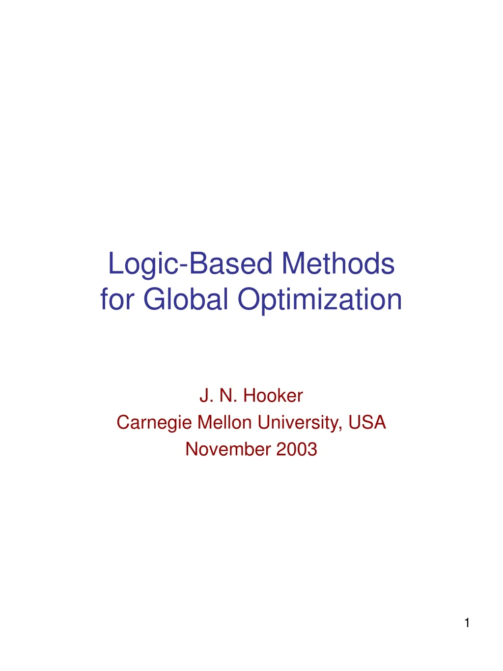 logic based methods for global optimization