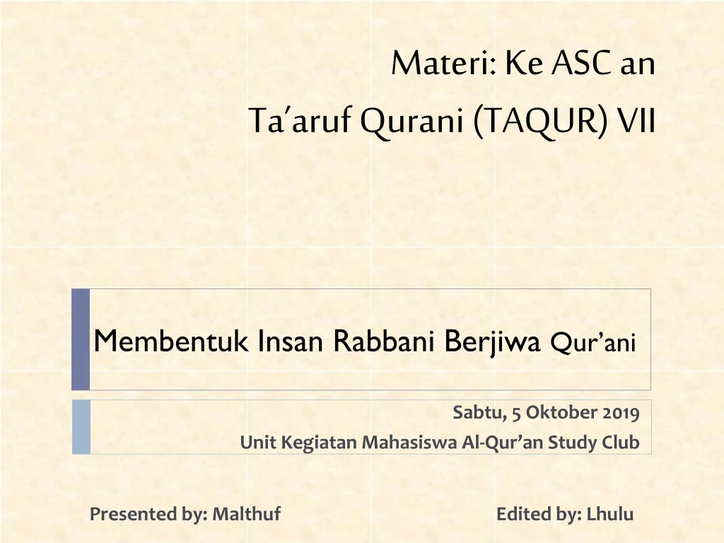 materi ke asc an ta aruf qurani taqur v ii