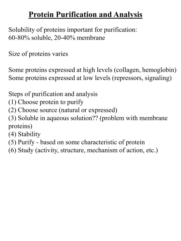 Protein Purification and Analysis