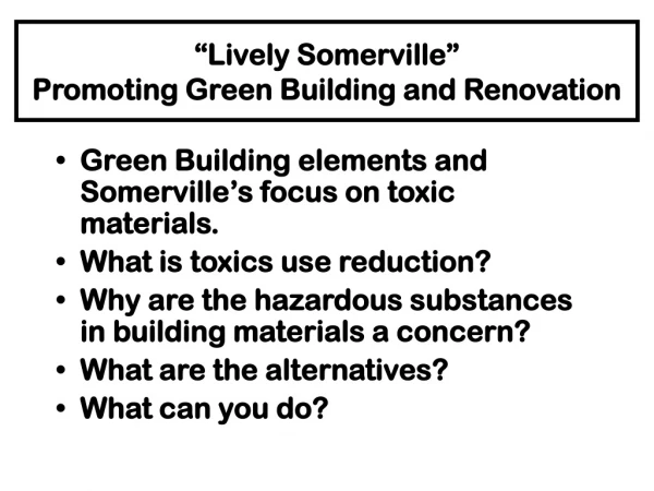 “Lively Somerville”   Promoting Green Building and Renovation
