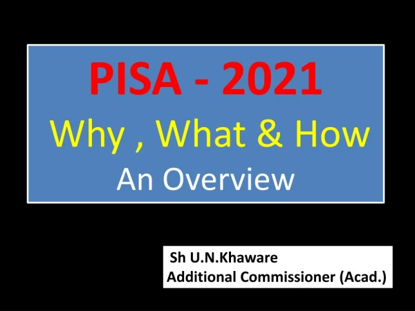 PISA - 2021 Why , What &amp; How An Overview