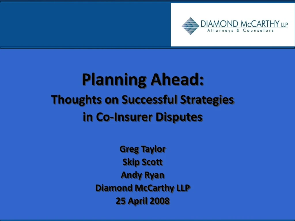 planning ahead thoughts on successful strategies