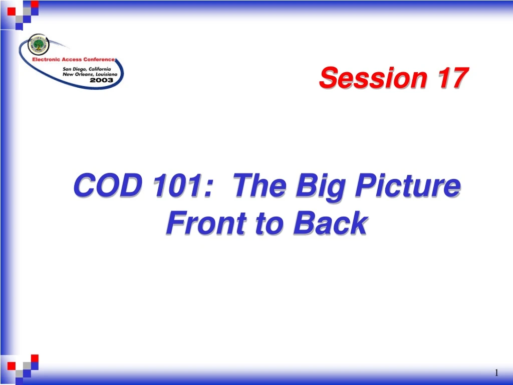 cod 101 the big picture front to back