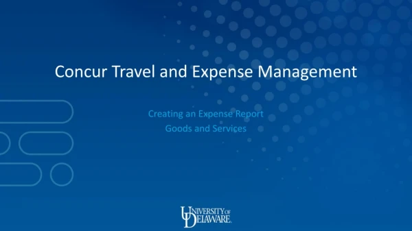 Creating an Expense Report Goods and Services