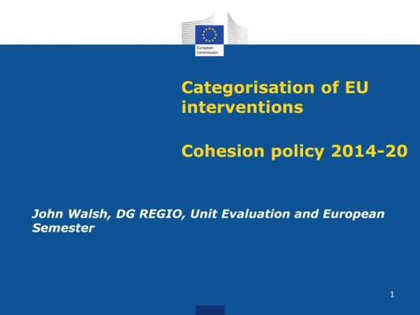 Categorisation of EU interventions Cohesion policy 2014-20