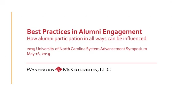 Best Practices in Alumni Engagement  How alumni participation in all ways can be influenced