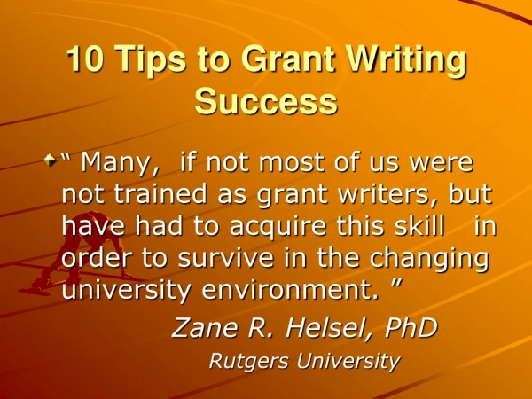10 Tips to Grant Writing  Success