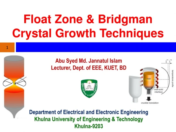 Float Zone &amp; Bridgman Crystal Growth Techniques