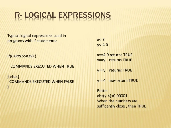 R- logical expressions