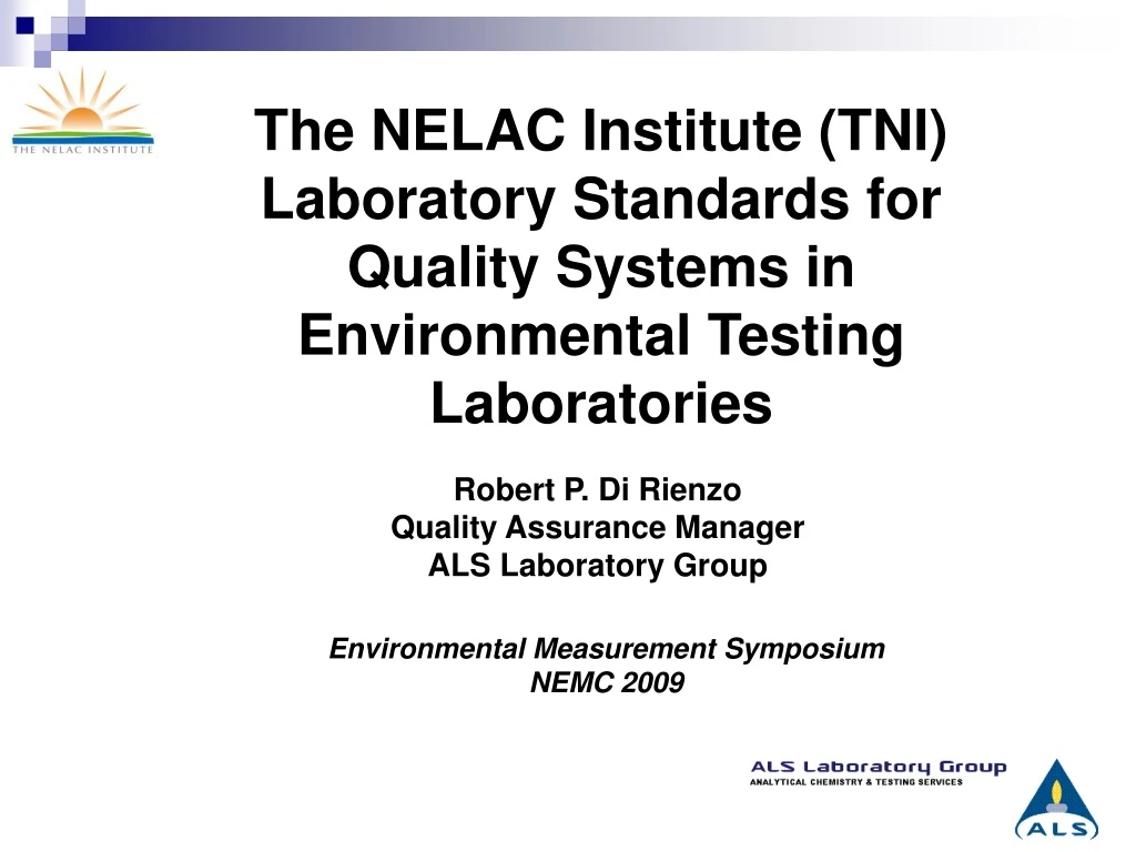 the nelac institute tni laboratory standards