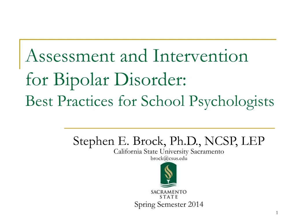 assessment and intervention for bipolar disorder best practices for school psychologists