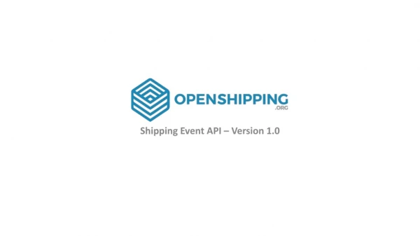 Shipping Event API – Version 1.0