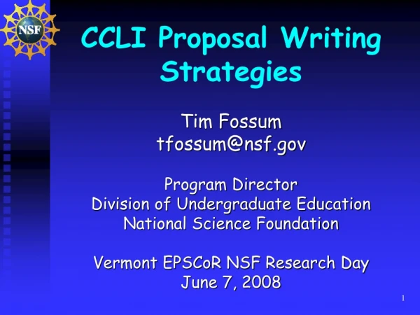 CCLI Proposal Writing Strategies