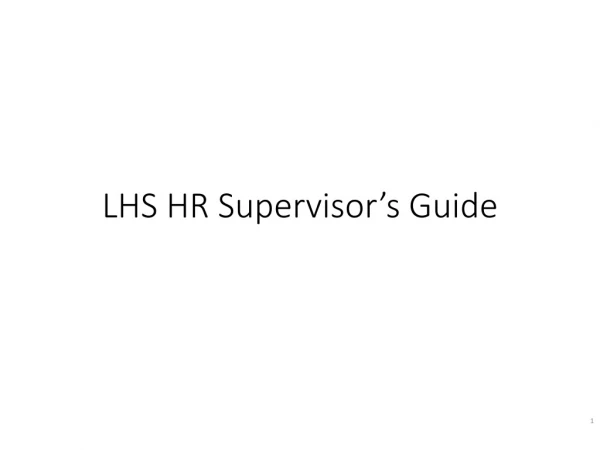 LHS HR Supervisor’s Guide