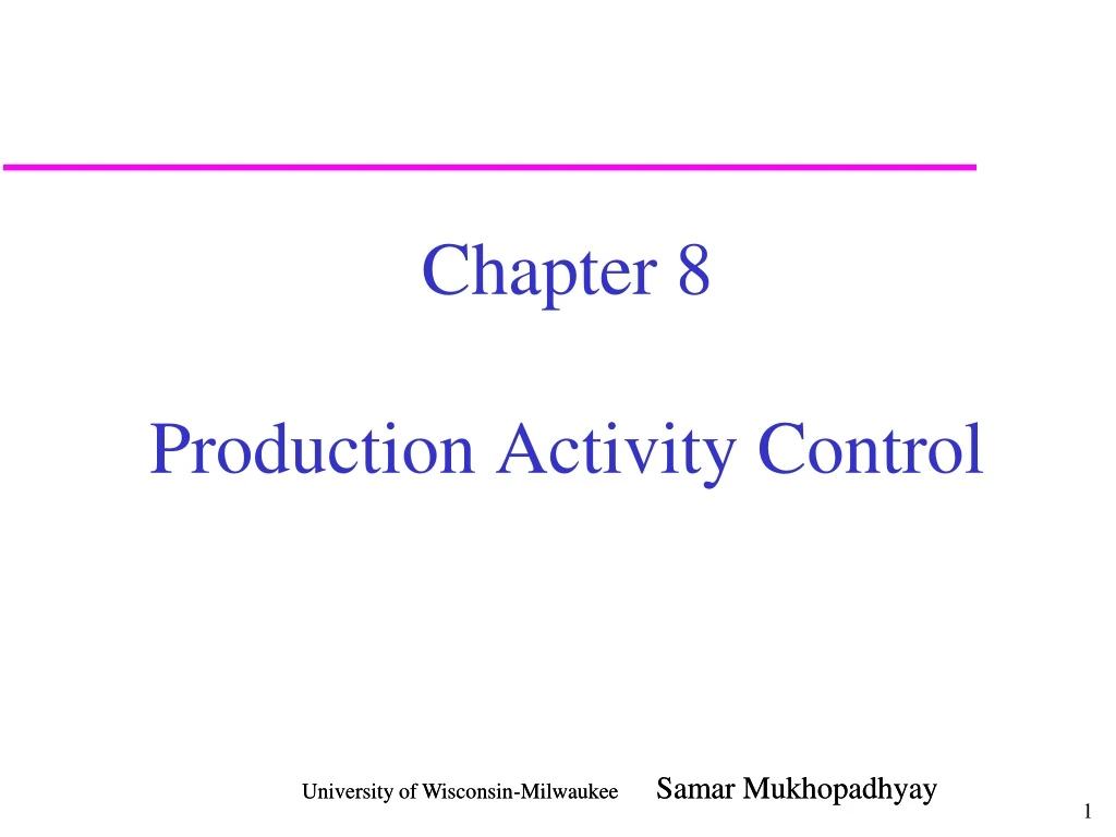chapter 8 production activity control