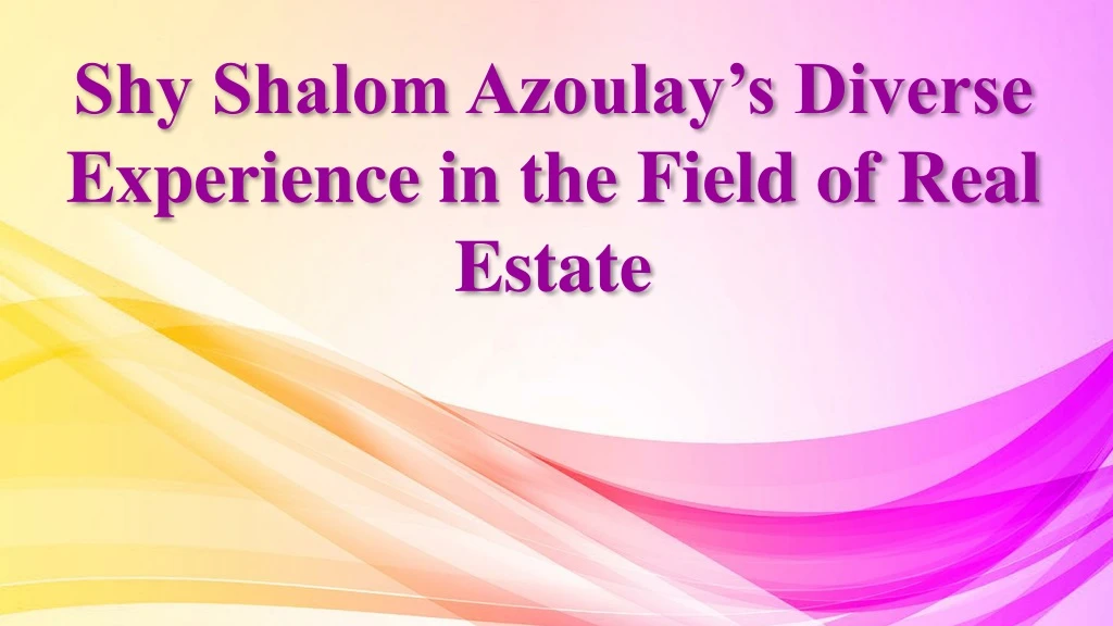 shy shalom azoulay s diverse experience in the field of real estate