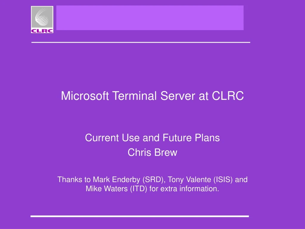 microsoft terminal server at clrc