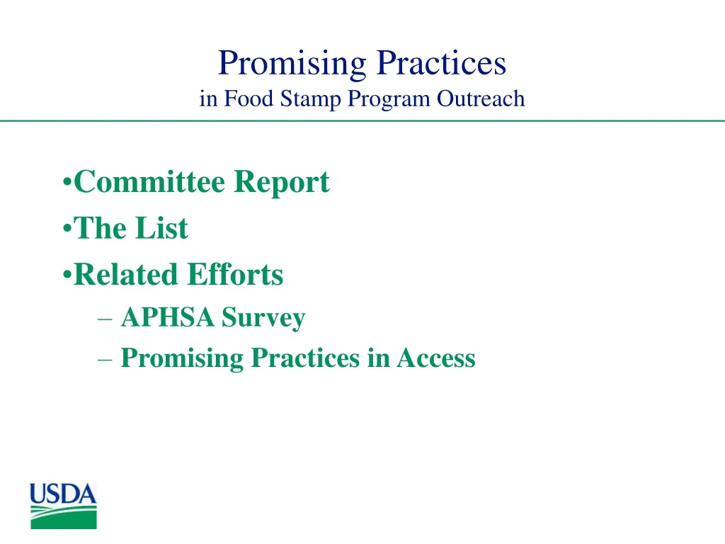 promising practices in food stamp program outreach