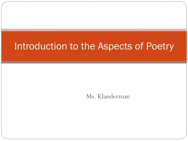 Introduction to the Aspects of Poetry