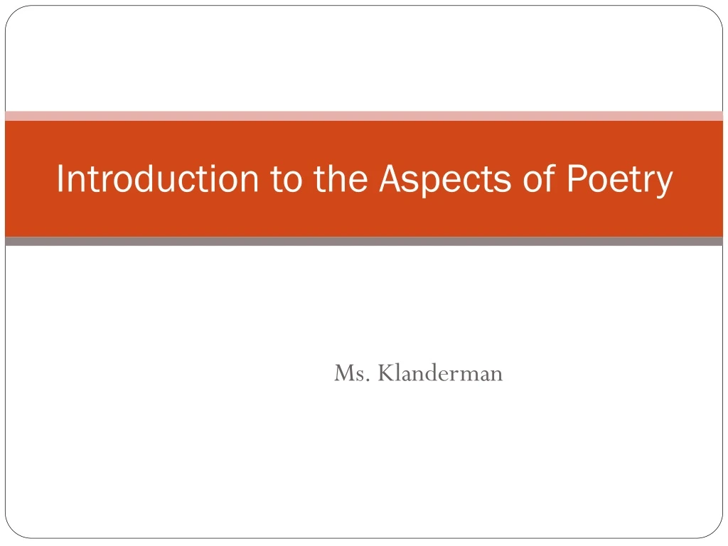 introduction to the aspects of poetry