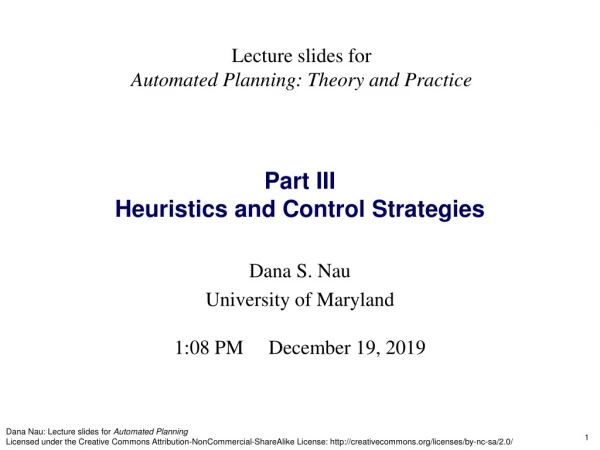 Part III Heuristics and Control Strategies