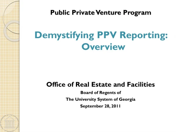 Public Private Venture Program